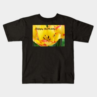 Tulipa  'Cape Town'  AGM  Tulip with happy birthday message Kids T-Shirt